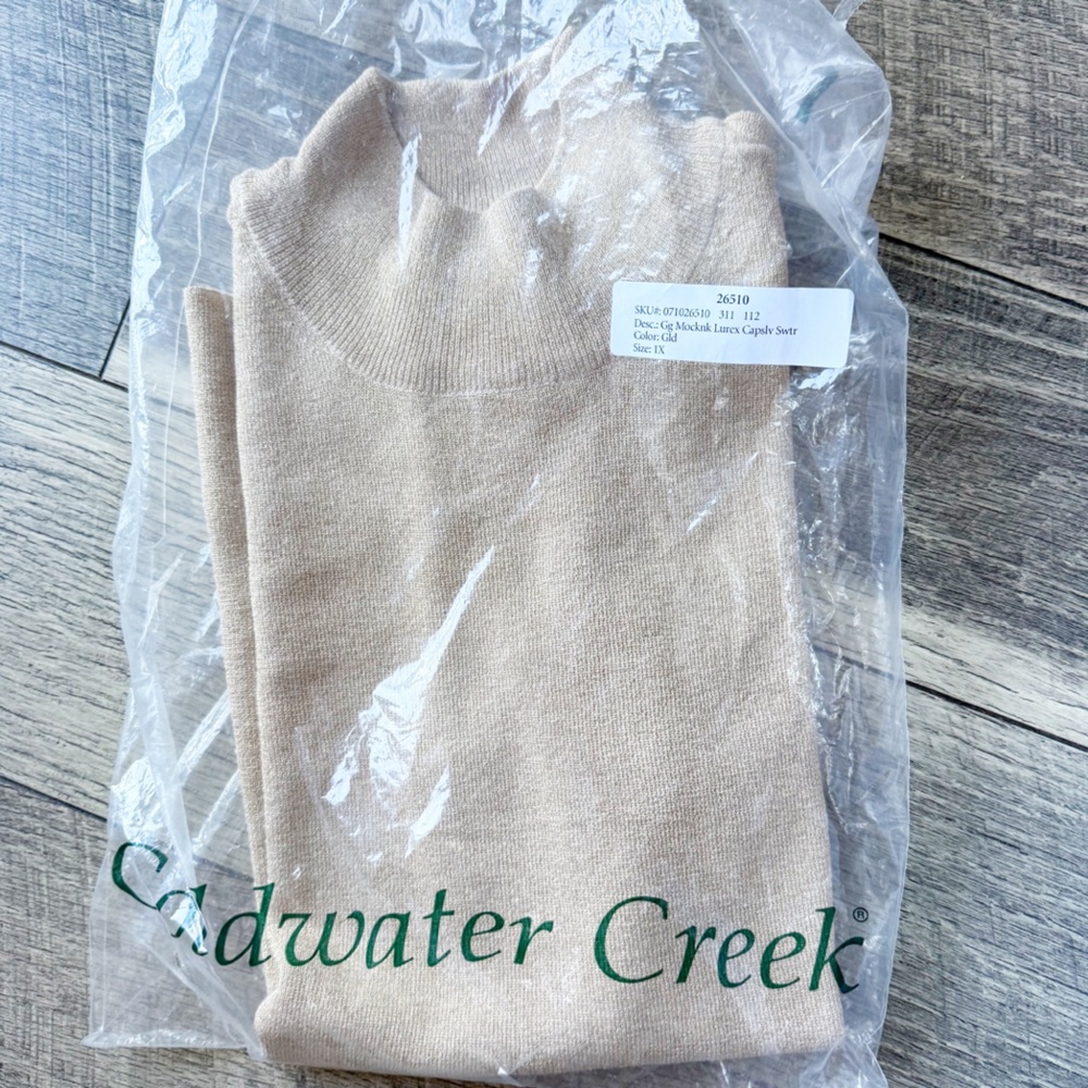 NWT Coldwater Creek Gold Sleeveless Knit Top High Neck Mock Turtleneck Size 1X - Picture 12 of 14